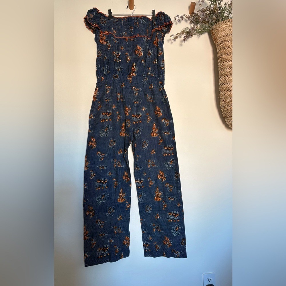 Navy Blue handmade Jumpsuit Dogs Birds 12 Large